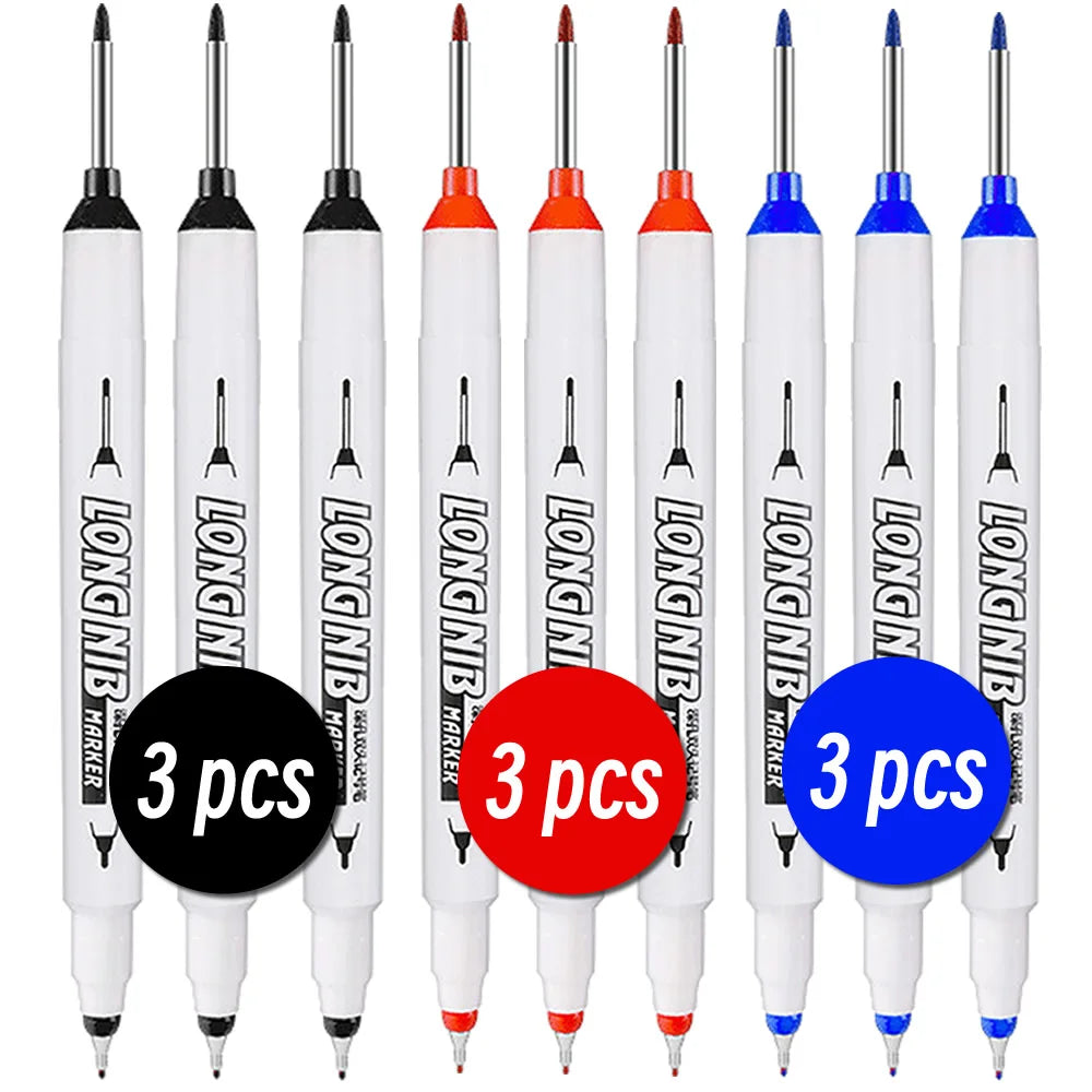 20mm Double-Tip Deep Hole Long Head Nib Markers For Metal Pen Waterproof Bathroom Woodworking Decoration Multi-Purpose - 3bla