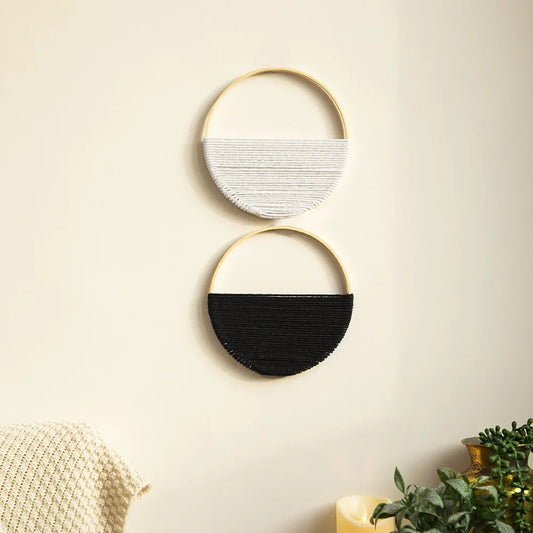 2 Pcs Macrame Wall Hanging Woven Boho Wall Decor Art Chic Bohemian Home Decorations Apartment Bedroom Living Room Dorm Nurser