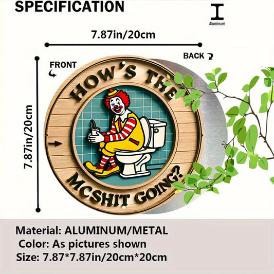 Vintage Clown Metal Sign 7.8" Round Aluminum Wall Art - Humorous Bathroom Decor for Bar Cafe Beach House Retro-2D