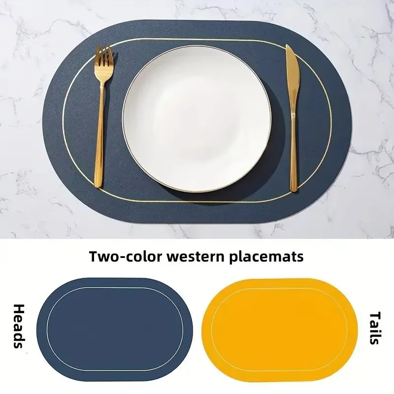 Table Leather Placemats Heat Resistant Placemats Washable Table Mats Wipeable Place Mats for Dining Table Coffee Shop Decorat