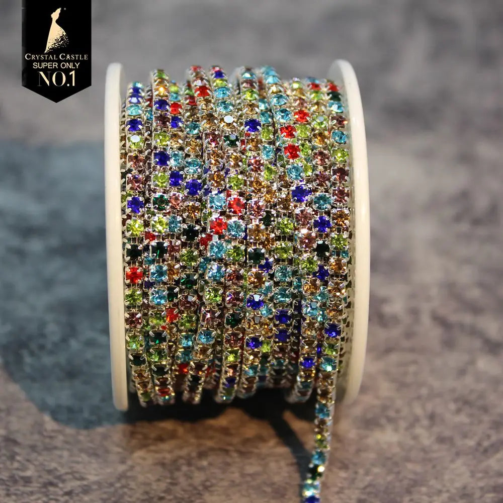 Rhinestones Chain Roll Tassel 1/10Yard Crystal Ribbon Strass Banding Sew On Gold Rhinestone Trim Strip Cup Chains For Needlew