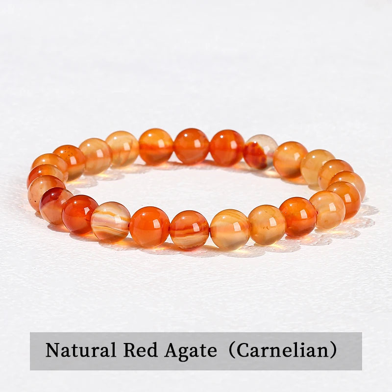 JD Natural Stone Beads Bracelet Amethyst Tiger Eye Crystal Quartz Agate Gem Beads Bangles Women Men Reiki Healling Jewelry Gi