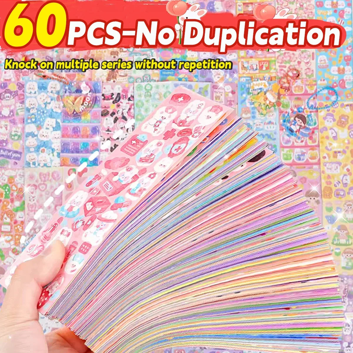 20-200 PCS Goo Card Cute Stickers Kawaii Cartoon Laser Sticker No repeat for Diary DIY School Students Decoration Stationery