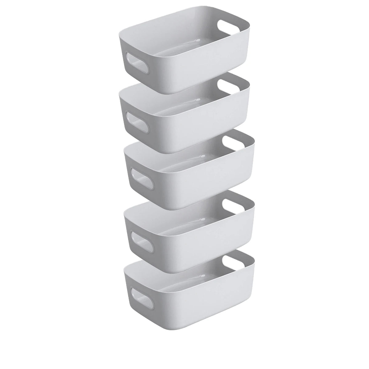 5pcs Stackable Storage Box Set,Rectangular Plastic Organizer Containers,Durable, Reusable,for Kitchen,Bathroom,Dorm Essential