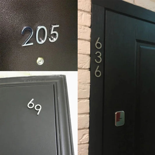 6CM 3D Address Number 0 - 9 Door Digits Numeral Plate Plaque Sign Sticker Family Hotel Apartment Home Street Door Letters Tag