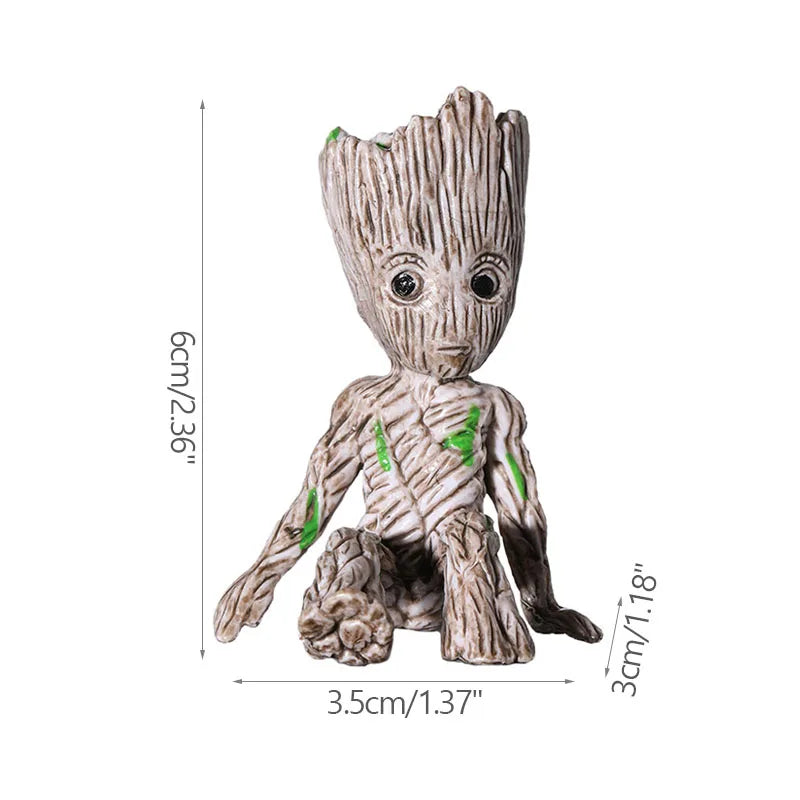 Desktop Decor Mini Anime Figurine Tree Man Miniature Model Cute Groot Doll Toy Home Accessories Ornament Handicraft Gifts - O