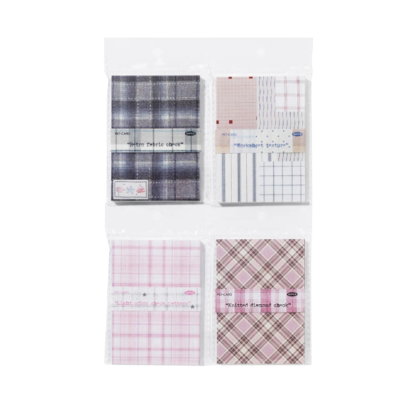 50pcs creative plaid Decor Scrapbook Vintage Material Paper Kit DIY Junk Journal Collage Photo Album Retro Background paper 