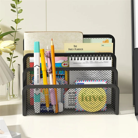 Papers Trays Notebook Stand Rack Desk 3-layer Black Metal Iron Mesh Holder for Magazine Document File Book Rack Organizer Off
