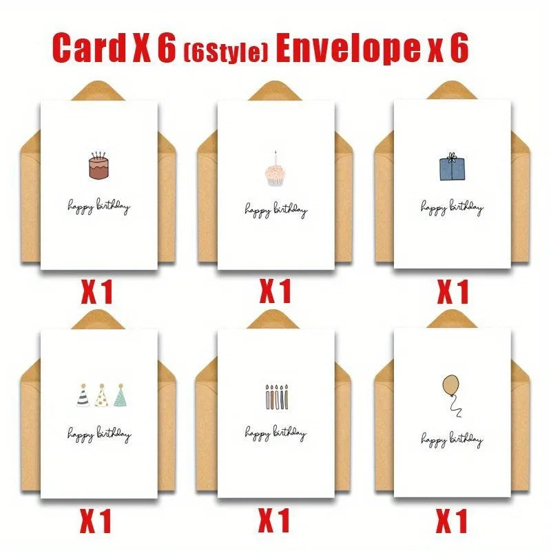 12pcs Pack Blank Birthday & Celebration Greeting Cards Blank Cards with Envelope, Elegant Minimalist Design, Pack for, Office