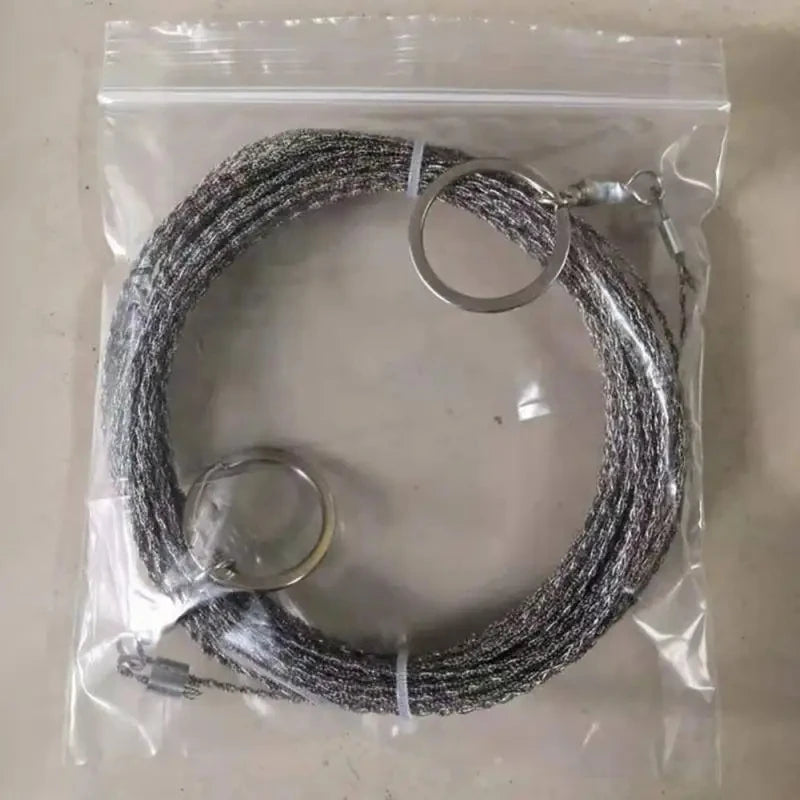 1-3M Outdoor Hand Drawn Rope Saw Portable Stainless Steel Wire Saw Manual Cutting Chain Camping Hiking Survive Woodworking To