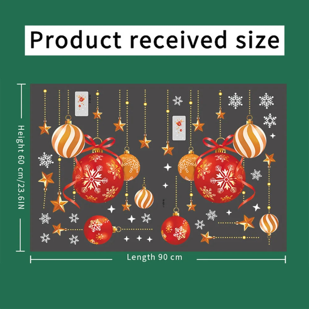 Christmas stickers, festive atmosphere decoration, colorful balls, stars, snowflakes, stickers, decorative glass window stick