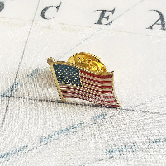 America USA National Flag Lapel Pins Crystal Epoxy Metal Enamel Badge Paint Brooch Souvenir Suit Personality Commemorative
