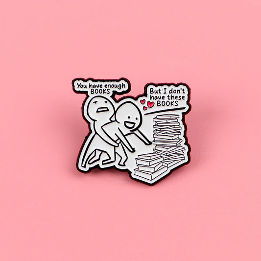 Book Lover Enamel Pin Cute Reading Themed Brooch "Just One More Chapter" Lapel Pins for Backpacks Bookworm Gift
