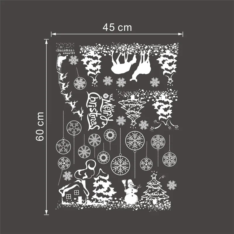 Celebrate Christmas Wall Stickers For Store Office Home Decoration White Xmas Festival Theme Wall Mural Art Diy Window Decals