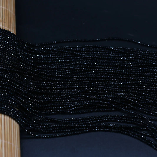 2mm Black Natural Semi-Precious Stone Spinel Loose Bead for Women Jewelry Making DIY Women Bracelet Necklace Accessories 38cm