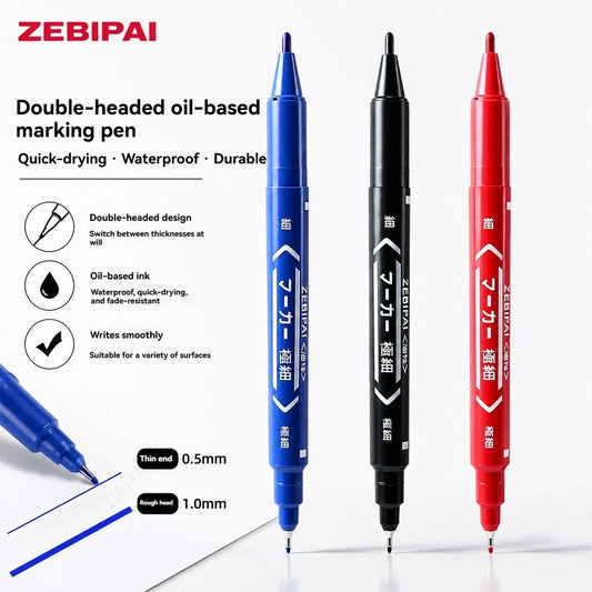 10Pcs/set Double Tip Art Black Blue ink Permanent Paint Marker Pen for Plastic Wood Stone Metal Glass Doodling Marking Graffi