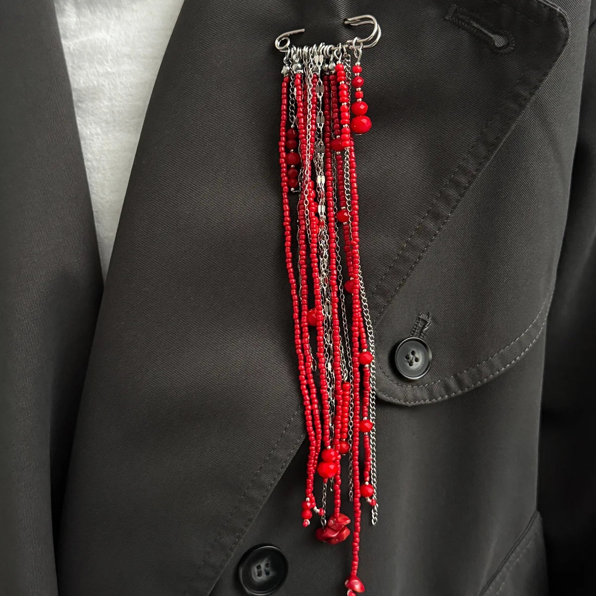 Accessory Personalized Suit Anti-Flash Bead Necklace Pin Hanging Ornament Ins Waterproof Crystal Tassel Chain Brooch - X00329