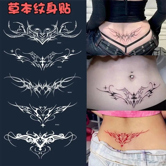 Pink Totem Tattoos Set Temporary Waterproof Tattoo for Women Covering Scars Sexy Wing Art Tatto Festival Goods Stickers
