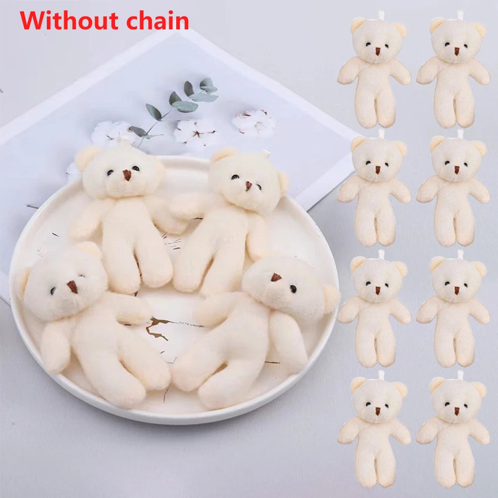 10pcs/Pack 12CM Couple Bear Flower Bouquet Dolls Mini Foam Teddy Bears Plush DIY Valentines Flower Gifts Packaging Accessor p