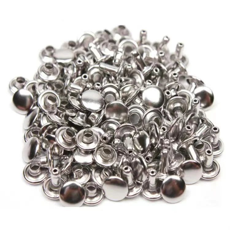 100sets 6-8mm Metal Double Cap Round Rivets Studs Collision Nail Spike Rock Leather Craft Shoe Bag Belt Garment Bracelet DIY