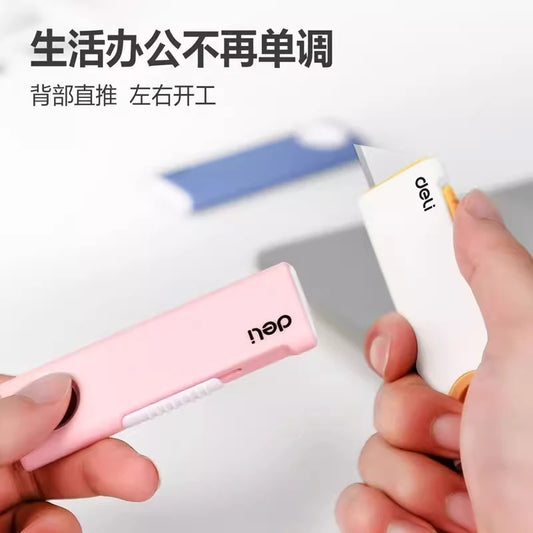 Deli Mini Retractable Utility Knife,Pocket Size SK5 High Carbon Steel Blade Carton Carboard Box Opener Tool Perfect for DIY,W