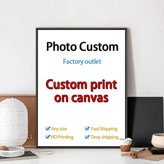 YWDECOR Custom Big Size Painting Canvas HD Print Your Picture Personalized Wall Art Poster Photo for Living Room Home Decor G