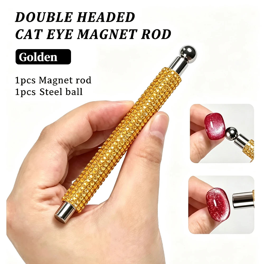 1/2Pcs Nail Cat Eye Magnetic Ball With Nail Magnetic Stick Tool Set Double-head Strong Magnet Pen 3D Cat Eye Gel Nail Supplie