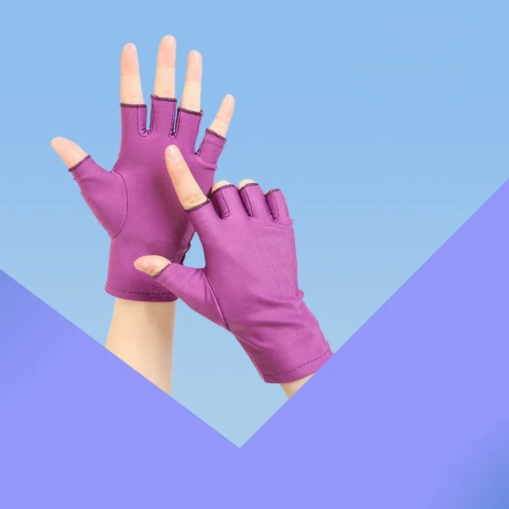 Sunscreen Gloves For Nail Art Gel UV LED Lamp Tool Nail Art Glove UV Protection Gloves Protecter Gloves - purple 1