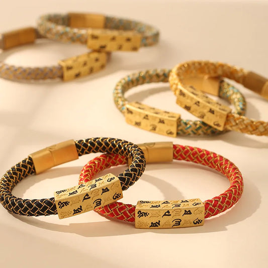 Six-character Mantras Amulet Hand Rope Patron Saint Life Year Chinese Style Fashion Lucky Bracelet Tide Hand-woven Multi-colo