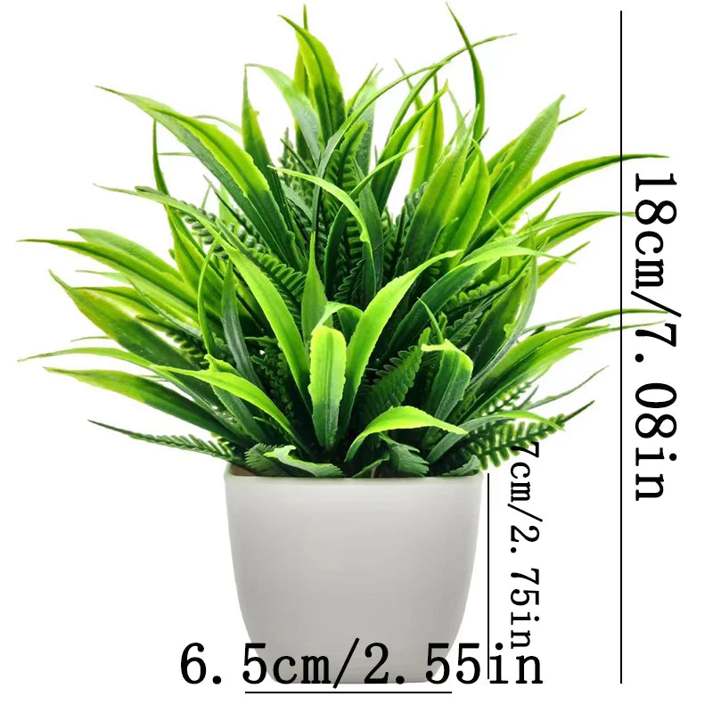 Artificial Bonsai Plant Window Sill Office Table Desktop Decoration Plastic Fake Plant Potted Home Decor - Spring grass