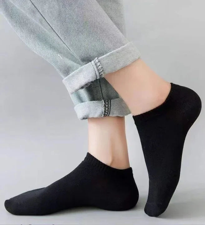 Unisex Casual Plain Color Boat Socks Thin Breathable Comfy Anti Odor Sweat-absorbing Low Cut Ankle Socks For Men Women - Blac