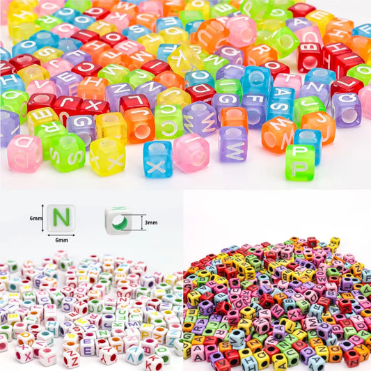 500/300pcsAcrylic Alphabet Cube Beads, Assorted A-Z Letter Spacer Beads for Bracelet, Necklace DIY Jewelry Making Craft Suppl