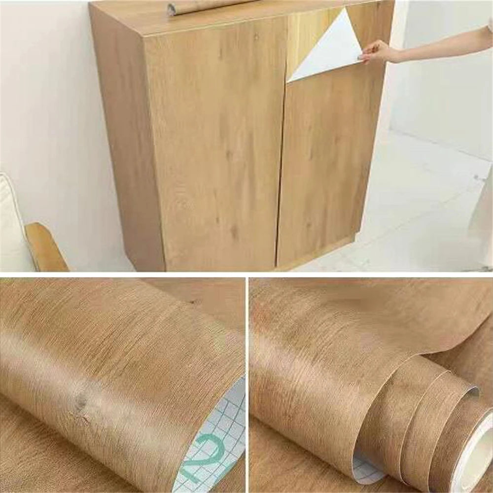 PVC Waterproof Wood Grain 3D Stickers for DIY Wardrobe Cupboard Table Closet Furniture Vinyl Self Adhesive Wallpaper Home Dec