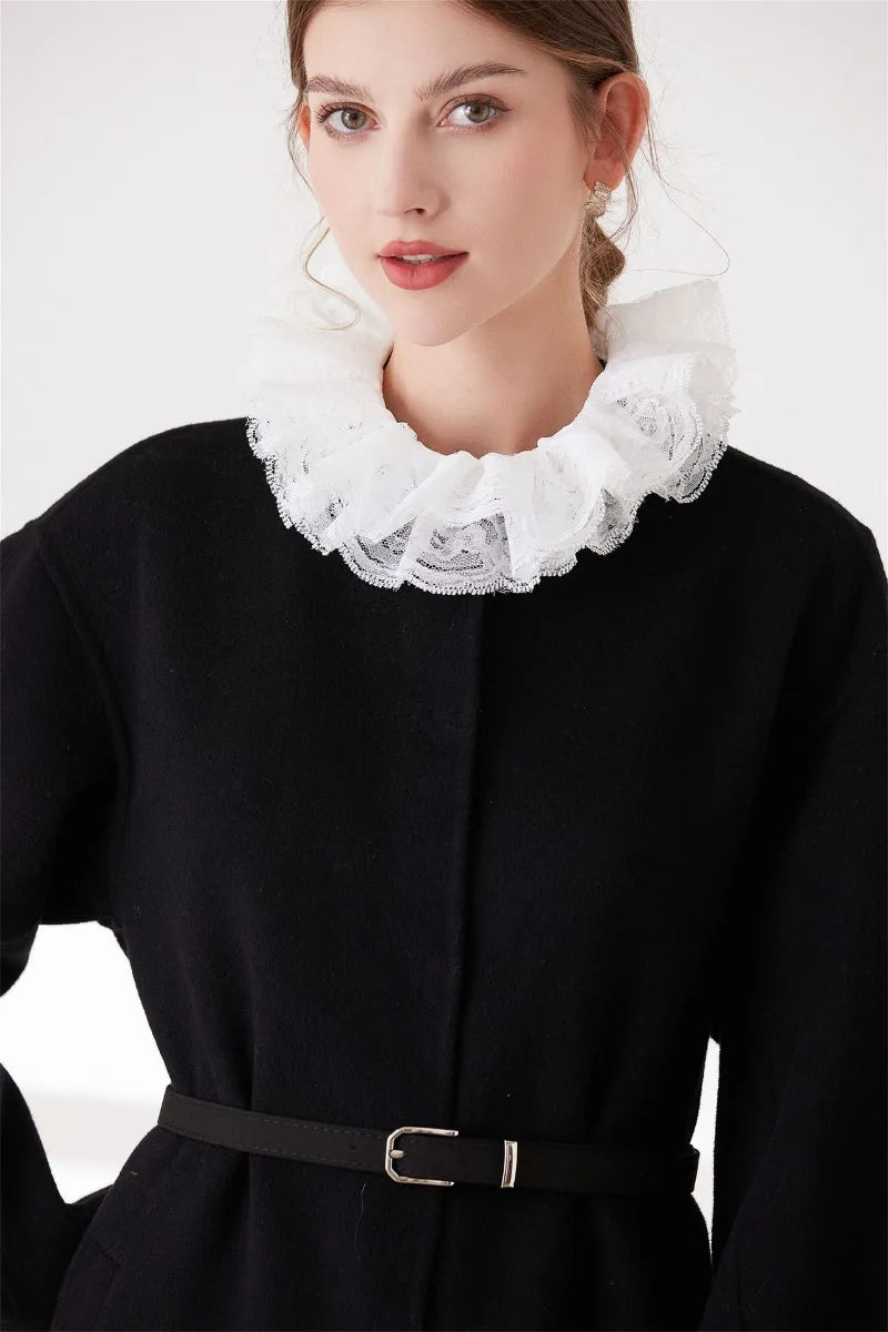 Vintage Lace Ruffled Multi-layer Detachable Collar Victorian Edwardian White Costume Neck Collar for Women Girls