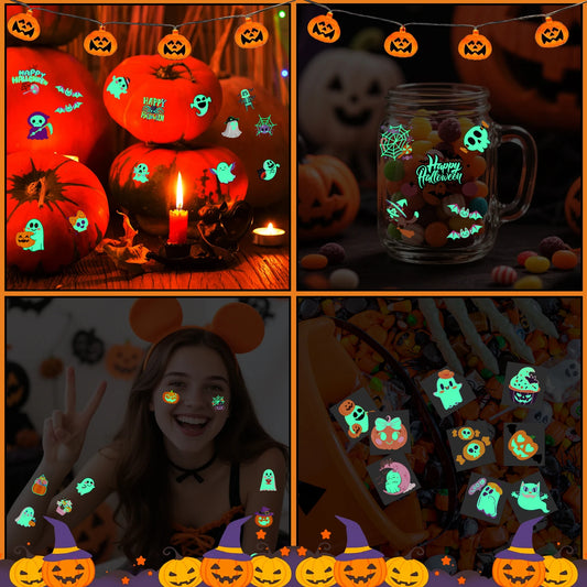 Glow-in-the-Dark Halloween Temporary Tattoos, with a variety of patterns, are suitable as party decorations and gifts,36 shee