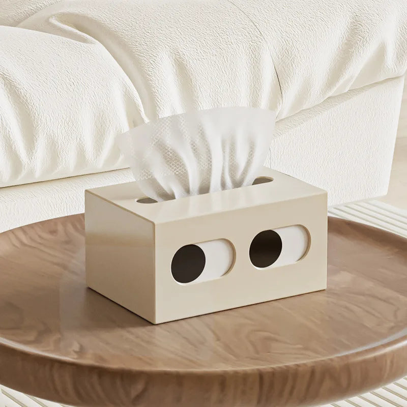 Tissue Box Table Napkin Rings Tissue Case Paper Box Container Solid Storage Box Home Table Decoration - White