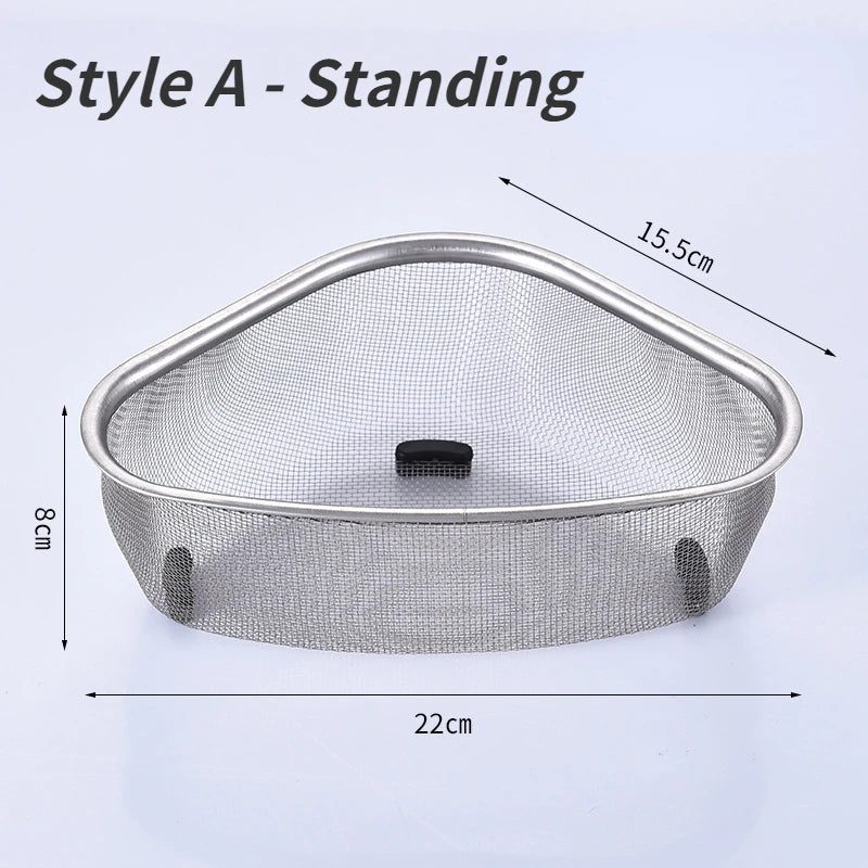 Kitchen Sink Drain Basket Stainless Steel Triangle Food Vegetables Peel Egg Filter Storage Organizer Kitchen Shelf Rack Drain