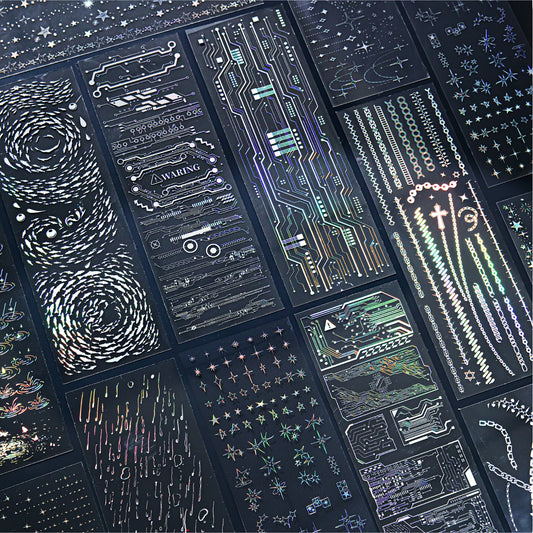 3sheets Element Collection Series Kawaii PET Laser Silver Stickers DIY Diary Phone Case Handmade Scrapbook Aesthetic Stickers