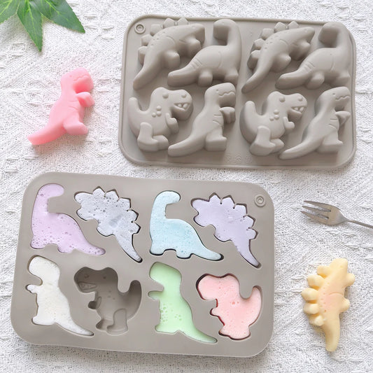 1pc 8-cavity silicone mold 3D dinosaur shaped chocolate candy, pudding, cookies, mold making, cake baking utensils