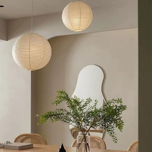 Hanging Paper Lampshade Light Fixture Classic Modern Pendant Light Lamp Cover Vintage Round Ceiling Light Cover Hotel Cafe