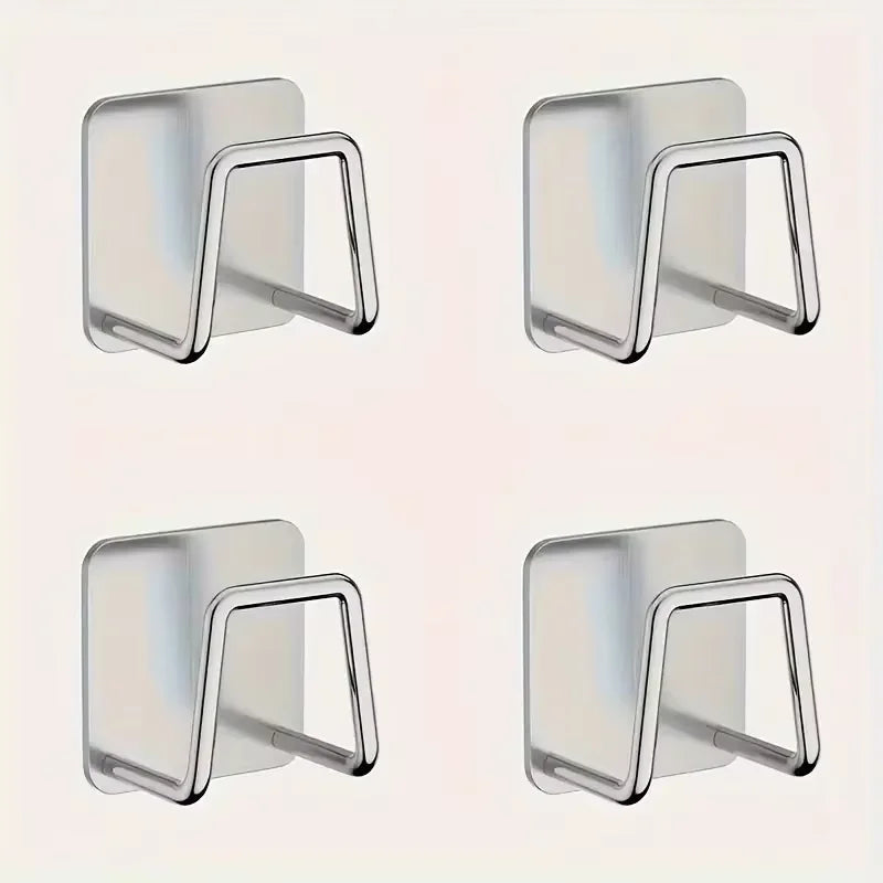 4Pcs Kitchen Storage Rack, Punching-free Wall Under Cabinet Cutting Board , Multi-functional , Accessories - Silver