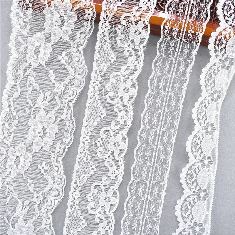 Best Selling 10yards 38kinds Color White Lace Ribbon Woven Band French African Lace Wedding Fabric DIY Clothing/gift Wrapping