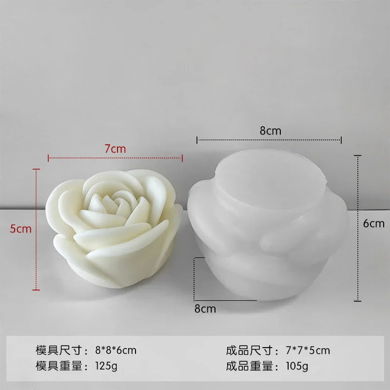 Valentine's Day Flower Silicone Candle Mold 3D Peony Flower Soap Gypsum Craft Mould DIY Chocolate Cake Baking Tool Wedding Gi
