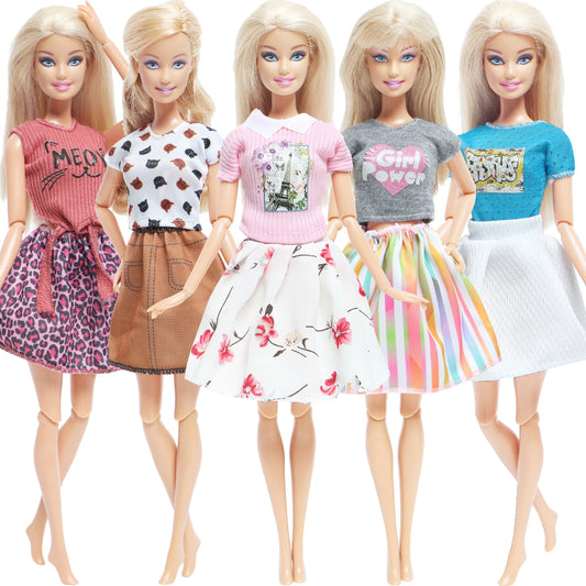 5 Set 3 Set Handmade Fashion Doll Outfit Daily Casual Wear Blouse Shirt Vest Bottom Pants Skirt Clothes for 1/6 Doll Accessor