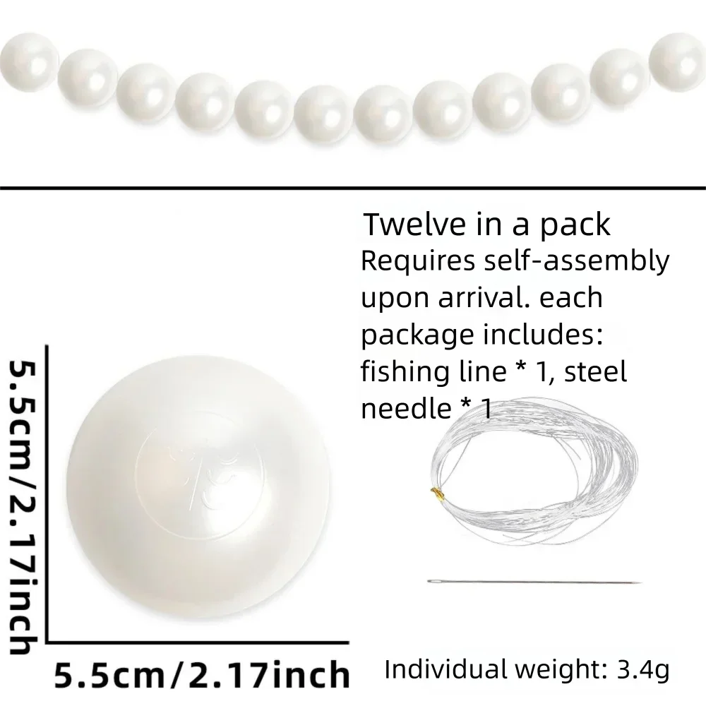 Wedding Backdrop Wall Decor - Faux Large Pearl - DIY Beaded Garland White Ball Pendant & Figurine - 5.5cm Pearl 12pcs