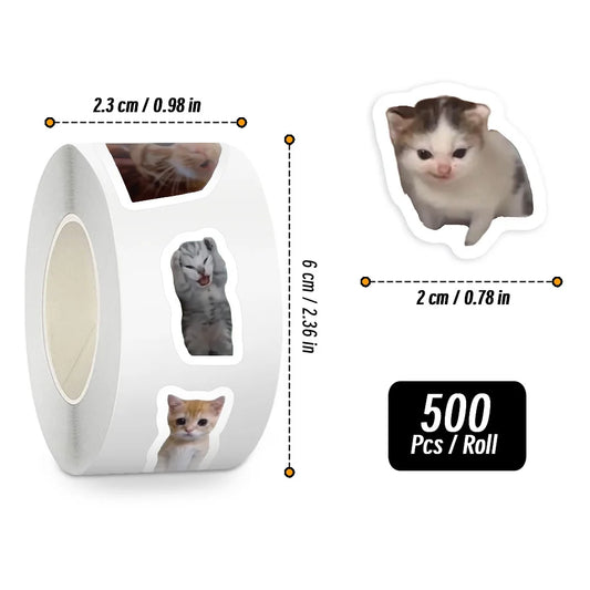 500pcs/roll Cartoon Meme Cat Stickers For School Reward Stickers Classroom Decoration Encouragement Sticker For Student Teach