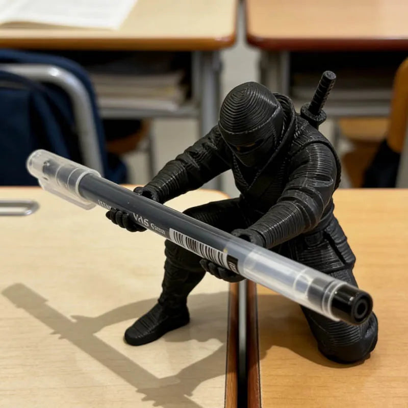 Desktop Art 3D Printed Ninja Pen Holder Unique Figurine Stationery Organizer Pencil Figurines Desk Decor Craft For Pen Storag