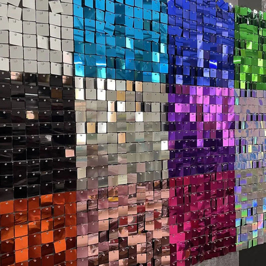 6-30Pcs Colorful Glitter Sequins Background Wall Panels Light Gold Square Shiny Panels Wedding Birthday Christmas Party Backd