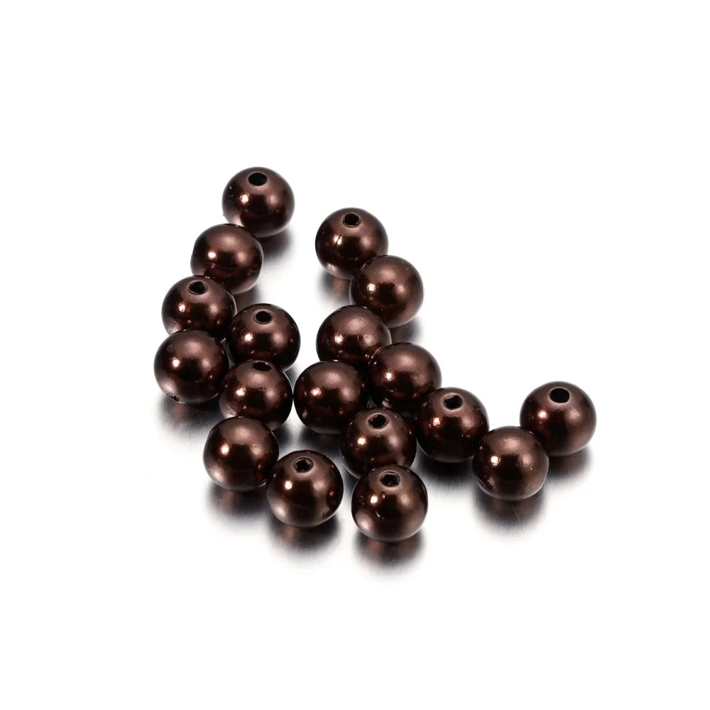 10-1000pcs/lot 3-20mm Straight Holes Acrylic Imitation Pearl Beige Bracelet Round Beads For DIY Craft Jewelry Making Supplies