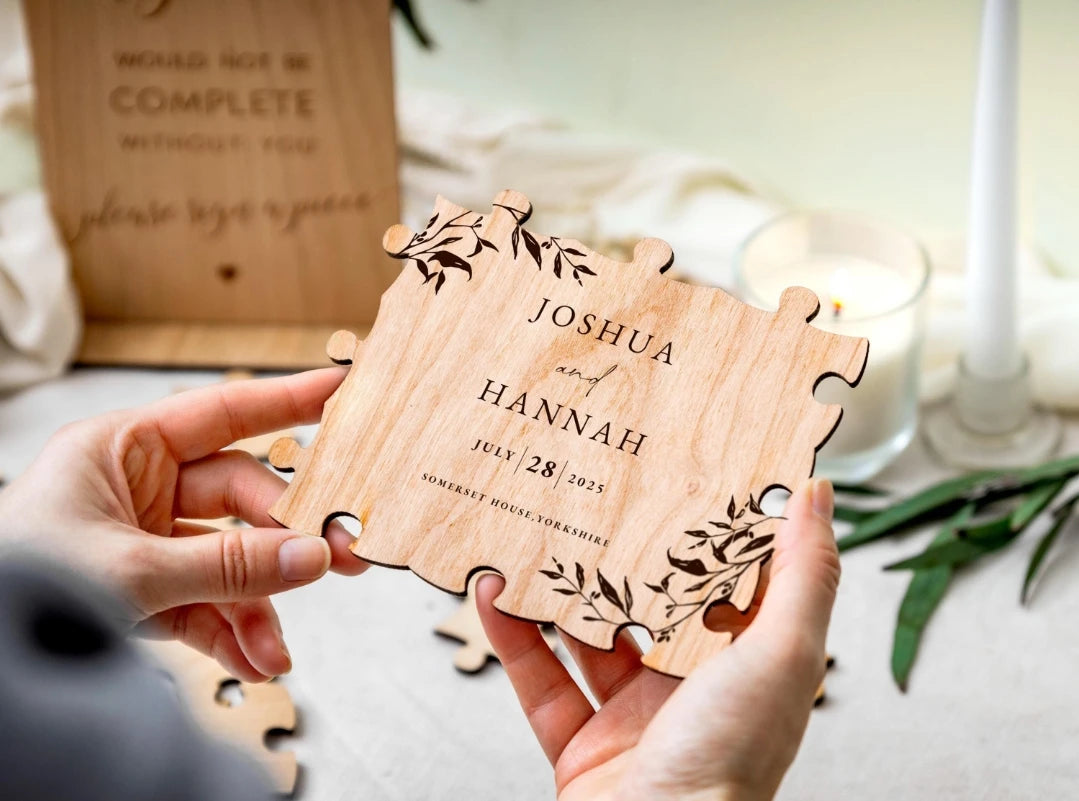 Wedding Guest Book Alternative Puzzle Guest Book, Custom Jigsaw Guestbook, Rustic Wedding Table Décor, Wood Guestbook